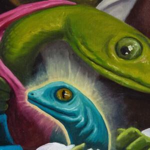 Sagrada Familia Reptiliana - Hector Gomis - Óleo sobre lienzo